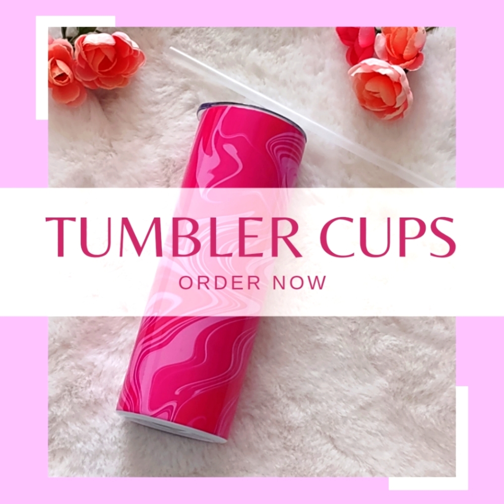 Pink Swirl Marble Steel Tumbler Cups Free Shipping